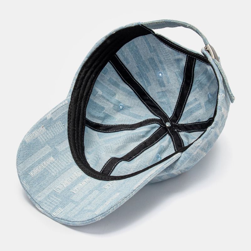 Unisex Washed Denim Hole Regulowany Retro Sunshade Baseball Cap