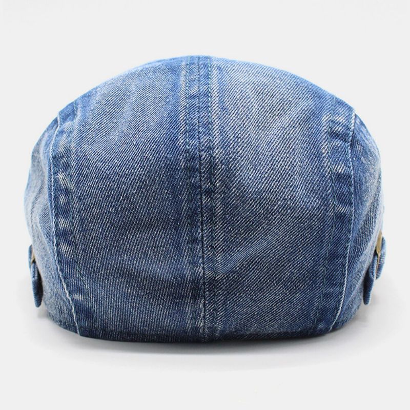 Unisex Washed Denim Obrzeża Hole Make-old Retro Osłona Przeciwsłoneczna Do Przodu CZapka Beret CZapki Płaski Kapelusz