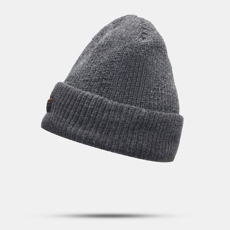 Unisex Wełniana Naszywka Z Napisem CZapka Z Dzianiny Retro Casual Winter Warm Regulowana CZapka Beanie Bez Ronda