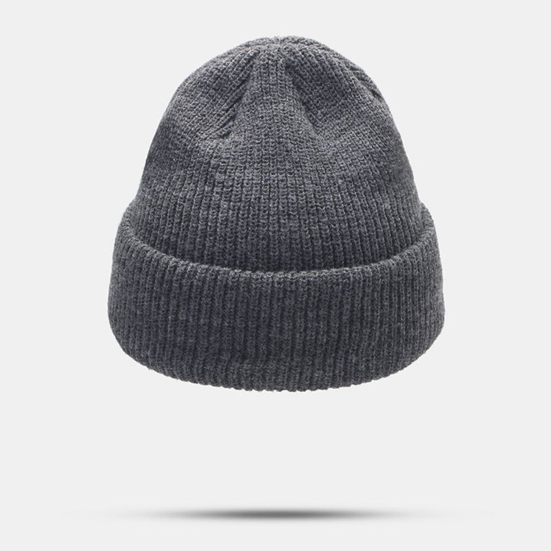 Unisex Wełniana Naszywka Z Napisem CZapka Z Dzianiny Retro Casual Winter Warm Regulowana CZapka Beanie Bez Ronda