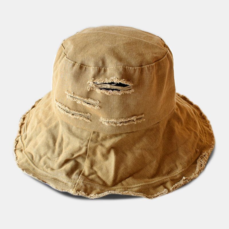 Unisex Złamany Otwór Z Dużym Rondem Kapelusz Typu Bucket Outdoor Parasolka Przeciwsłoneczna Kapelusz Plażowy