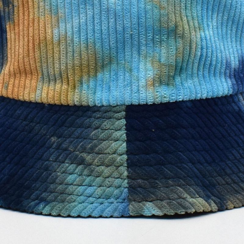 Unsiex Dwustronny Tie-dye Sztruks I Bawełna Ciepły Miękki Outdoor Casual All-match Bucket Hat