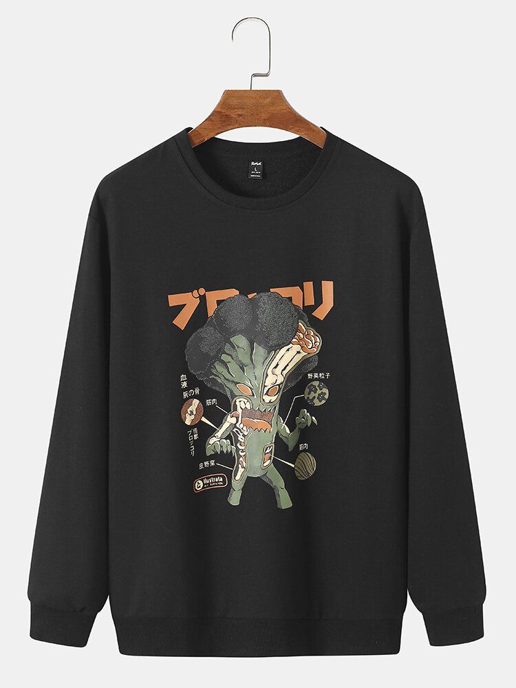 Mężczyźni 100% Bawełna Cartoon Japońska Bluza Z Okrągłym Dekoltem Casual Pullover Bluza