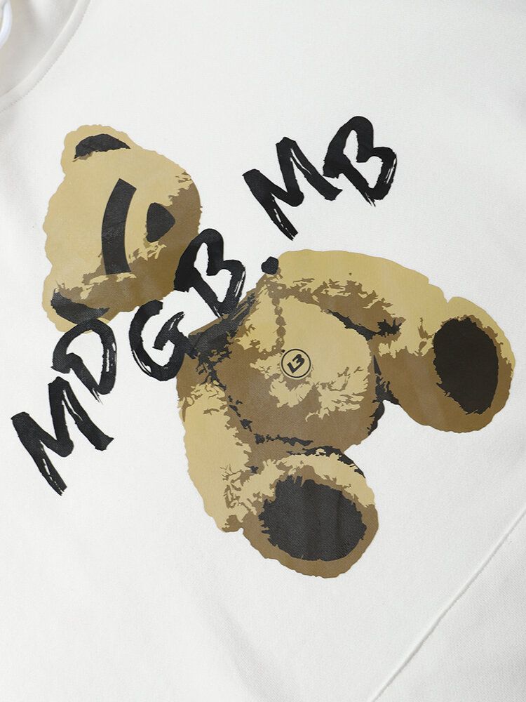 Męska Bluza Z Kapturem Z Kieszenią W Kształcie Kangura Preppy Bear!