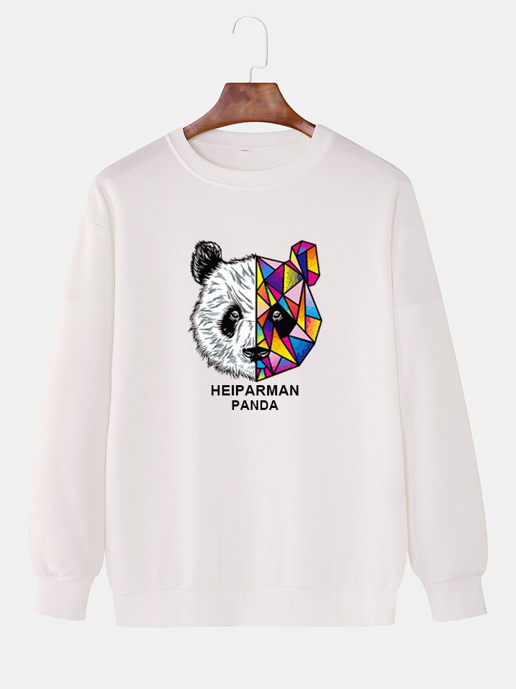 Męska Geometria Kreskówkowa Panda Print Śliczne Swetry Bluzy