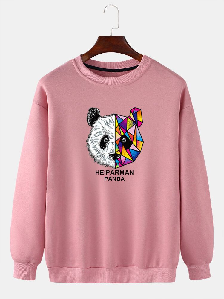 Męska Geometria Kreskówkowa Panda Print Śliczne Swetry Bluzy