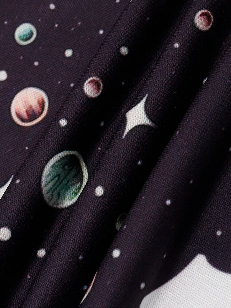 Męski Projekt Astronaut Galaxy Print Bluzy Z Długim Rękawem I Kieszenią