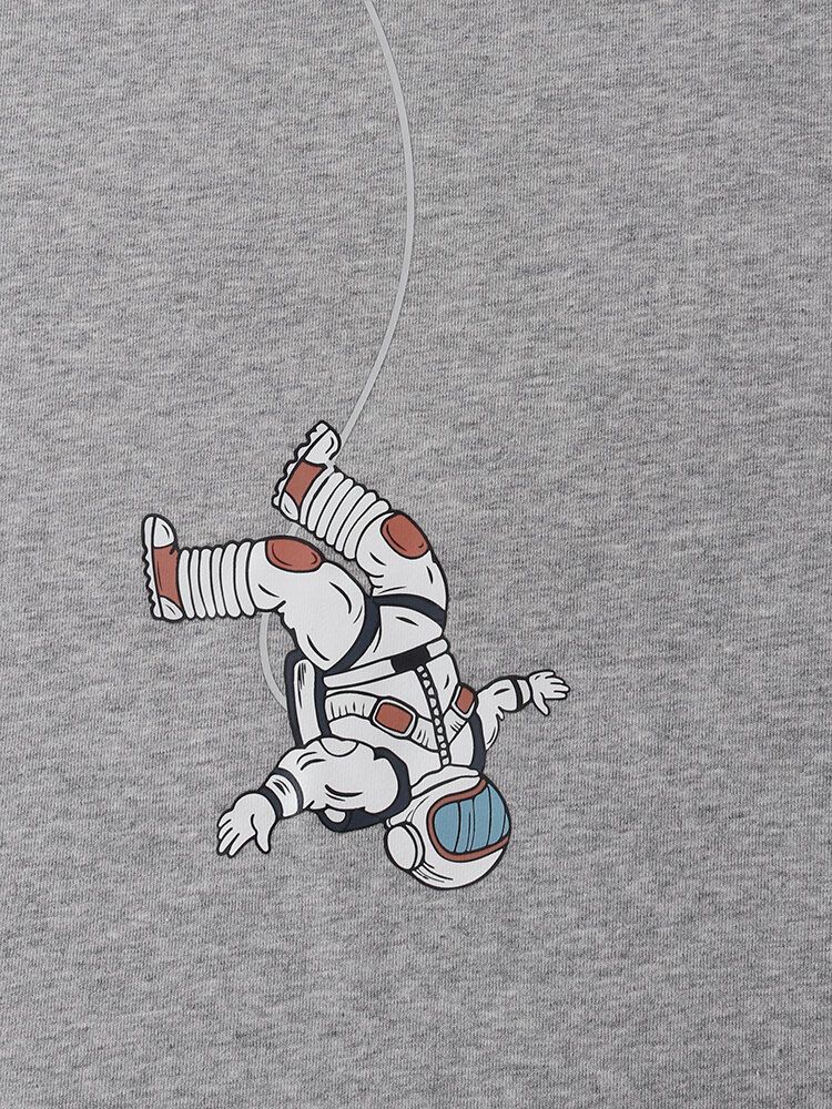 Męskie Bawełniane Bluzy Z Okrągłym Dekoltem Astronaut Graphic Print