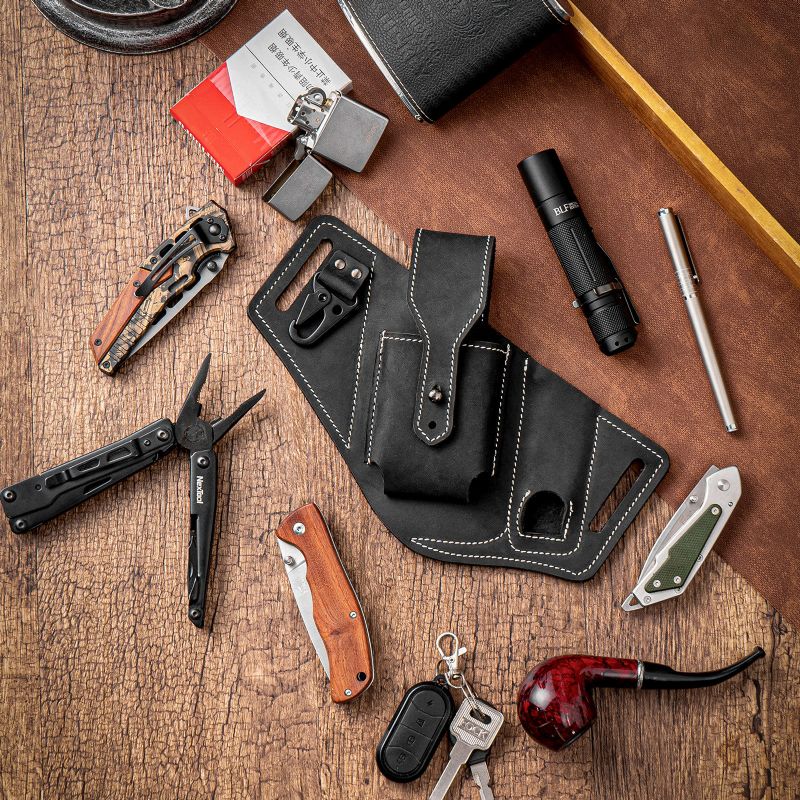 Mężczyźni Edc Z Prawdziwej Skóry W Stylu Vintage Pasek Na Talię Multitool Brelok Do Kluczy Organizer Na Talię