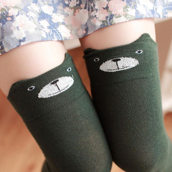 Kobiety Dziewczęta Cartoon Animal Cotton Stocking Kawaii Cat Bear Over Kneed High Tight Skarpetki