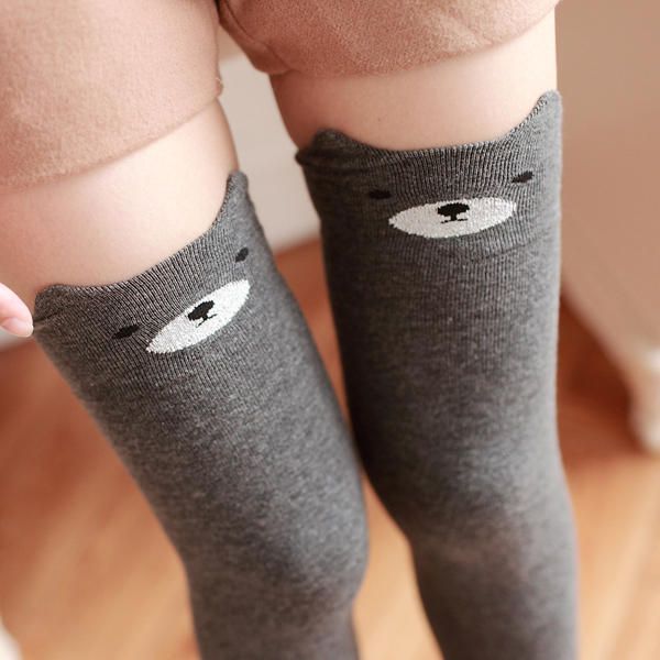 Kobiety Dziewczęta Cartoon Animal Cotton Stocking Kawaii Cat Bear Over Kneed High Tight Skarpetki