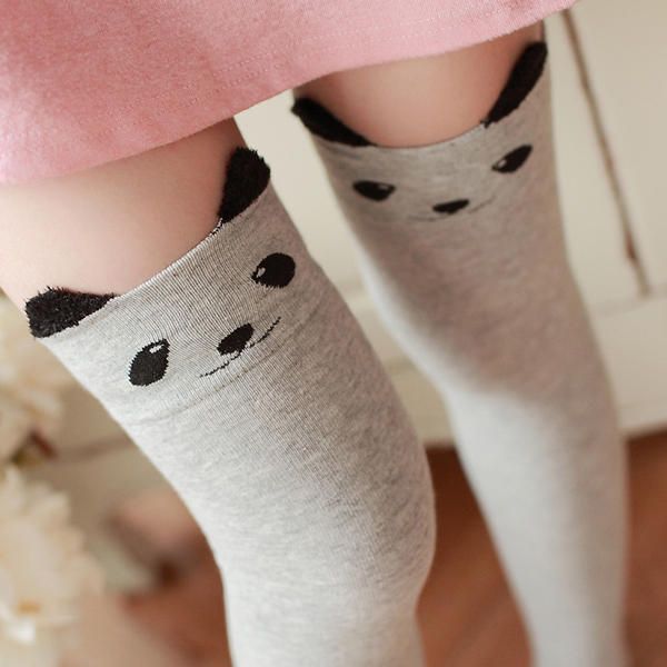 Kobiety Dziewczęta Cartoon Animal Cotton Stocking Kawaii Cat Bear Over Kneed High Tight Skarpetki