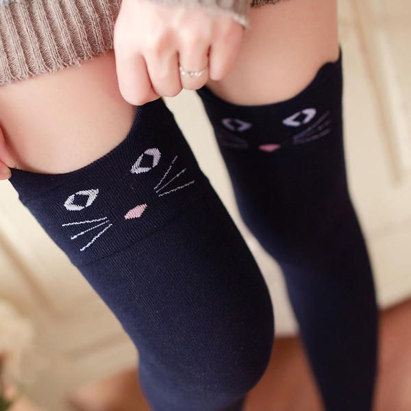 Kobiety Dziewczęta Cartoon Animal Cotton Stocking Kawaii Cat Bear Over Kneed High Tight Skarpetki