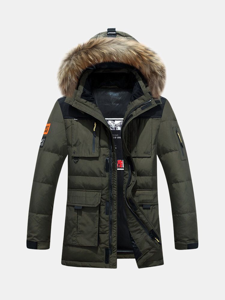 Męska Zimowa Gruba Ciepła Wiatroszczelna Kurtka Puchowa Outdoor Parka