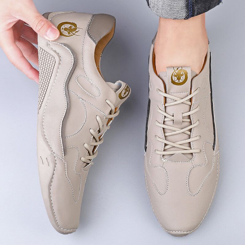 Mężczyźni Casual Lace Up Stitching Walking Driving Loafers Buty