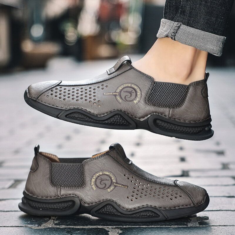 Mężczyźni Duży Rozmiar Miękka Podeszwa Hollow Out Slip On Casual Buty Do Jazdy