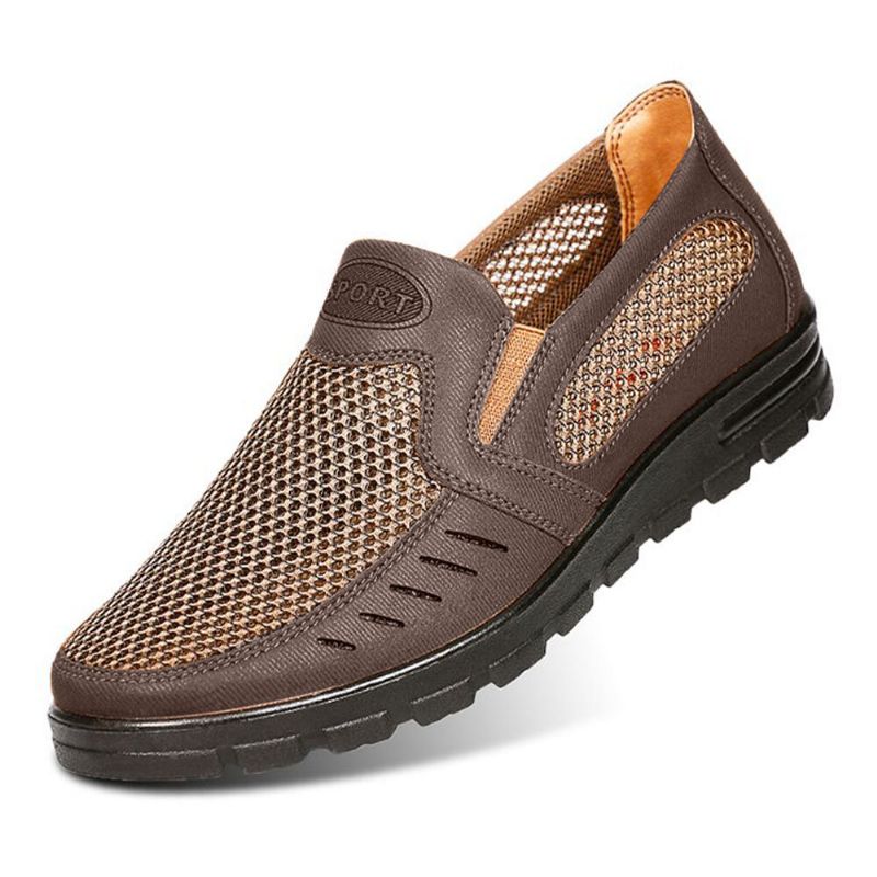 Mężczyźni Mesh Oddychająca Hollow Out Antypoślizgowa Miękka Podeszwa Slip On Casual Buty