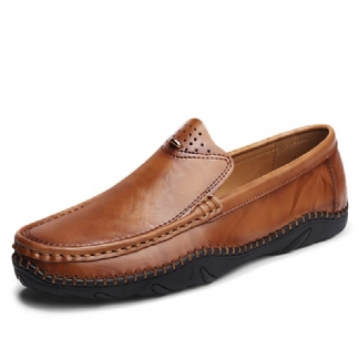 Mężczyźni Retro Prawdziwa Skóra Slip On Stitching Business Working Casual Loafers Buty