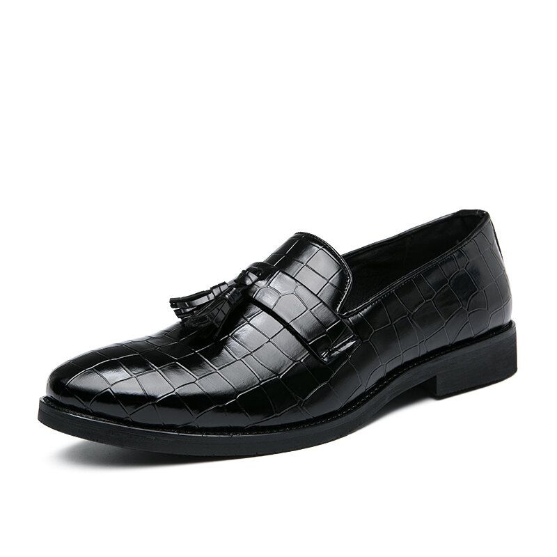 Mężczyźni Skórzana Oddychająca Miękka Podeszwa Retro Ziarno Krokodyla Slip On Casual Buty