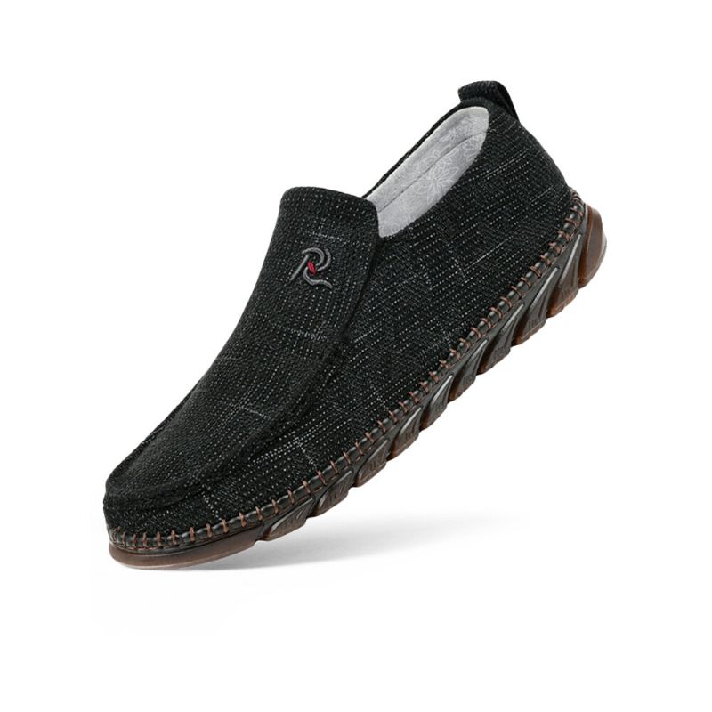 Mężczyźni W Starym Stylu Pekińskim Tkanina Ręcznie Szyta Slip On Casual Buty