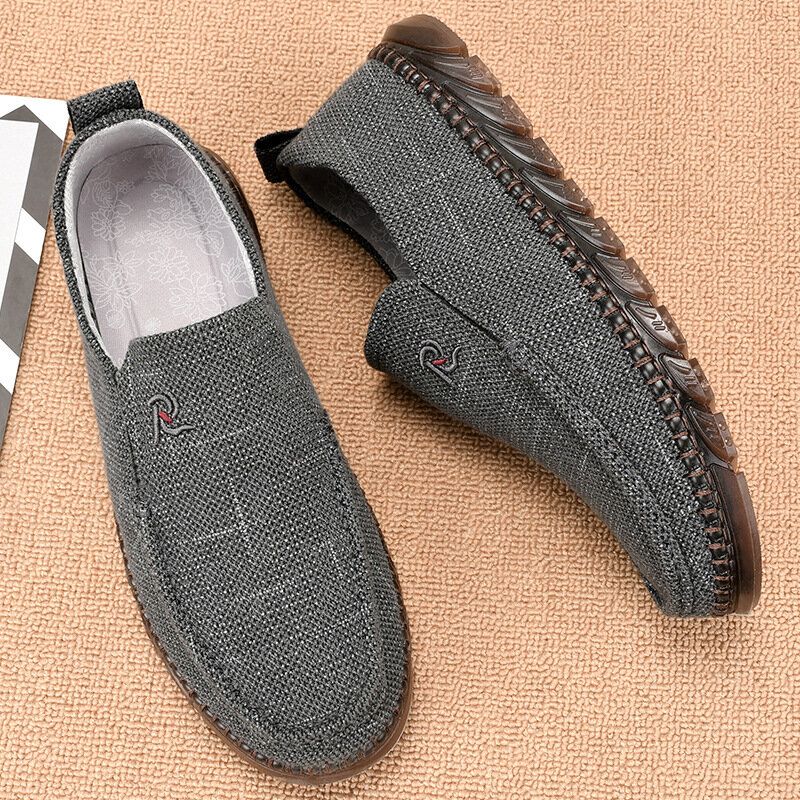 Mężczyźni W Starym Stylu Pekińskim Tkanina Ręcznie Szyta Slip On Casual Buty