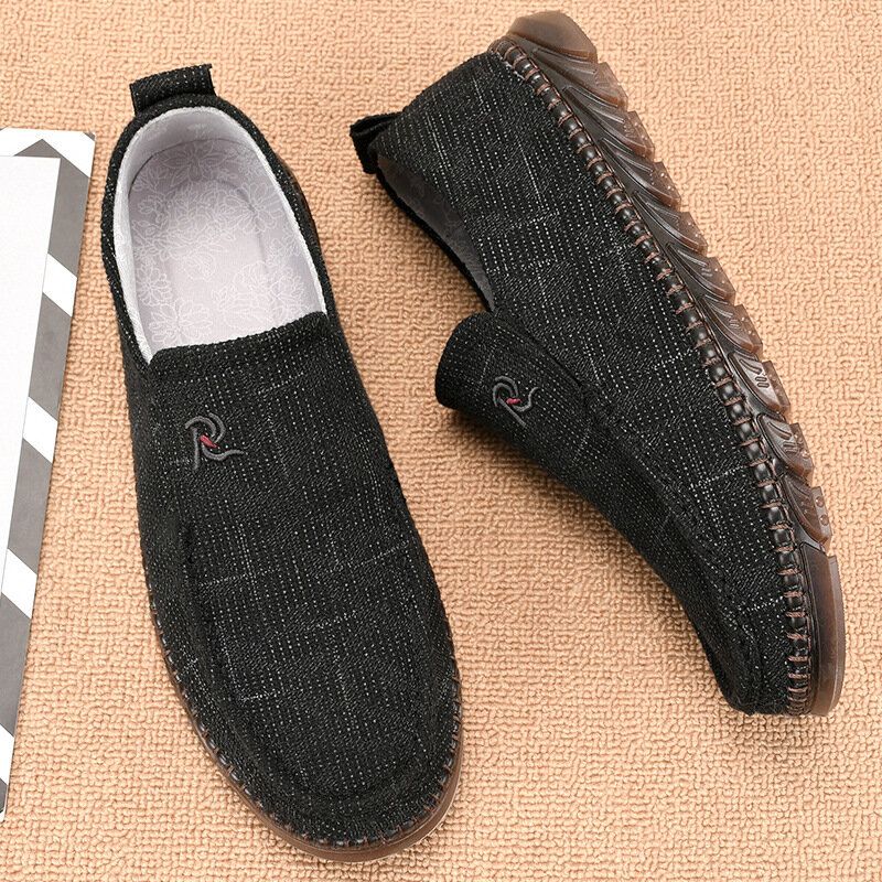 Mężczyźni W Starym Stylu Pekińskim Tkanina Ręcznie Szyta Slip On Casual Buty