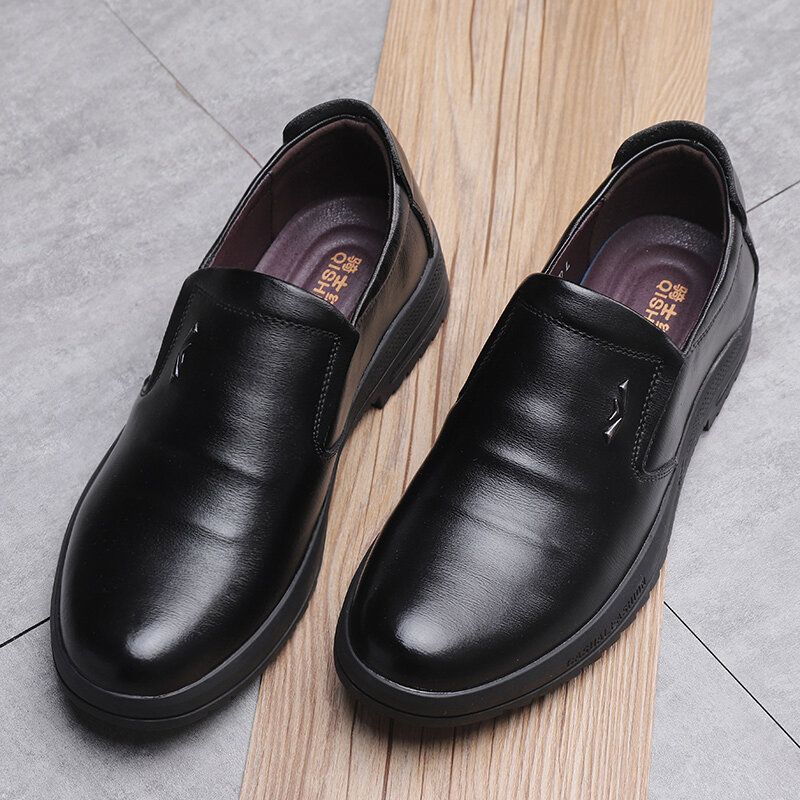 Mężczyźni Wygodne Prawdziwej Skóry Antypoślizgowe Slip On Business Casual Buty