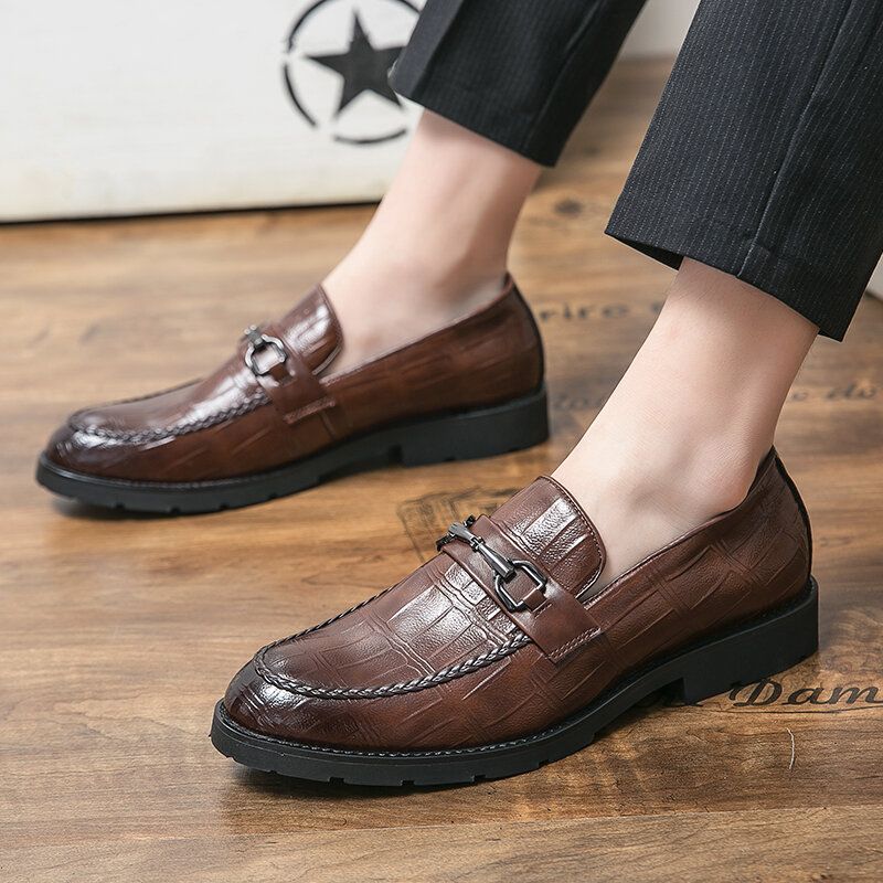 Męska Oddychająca Miękka Podeszwa Z Mikrofibry Retro Slip On England Style Casual Business Buty