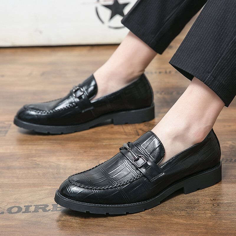 Męska Oddychająca Miękka Podeszwa Z Mikrofibry Retro Slip On England Style Casual Business Buty