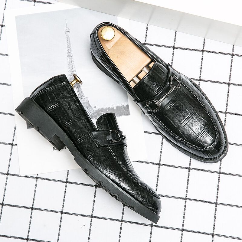 Męska Oddychająca Miękka Podeszwa Z Mikrofibry Retro Slip On England Style Casual Business Buty