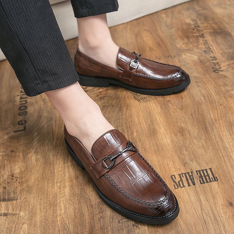 Męska Oddychająca Miękka Podeszwa Z Mikrofibry Retro Slip On England Style Casual Business Buty