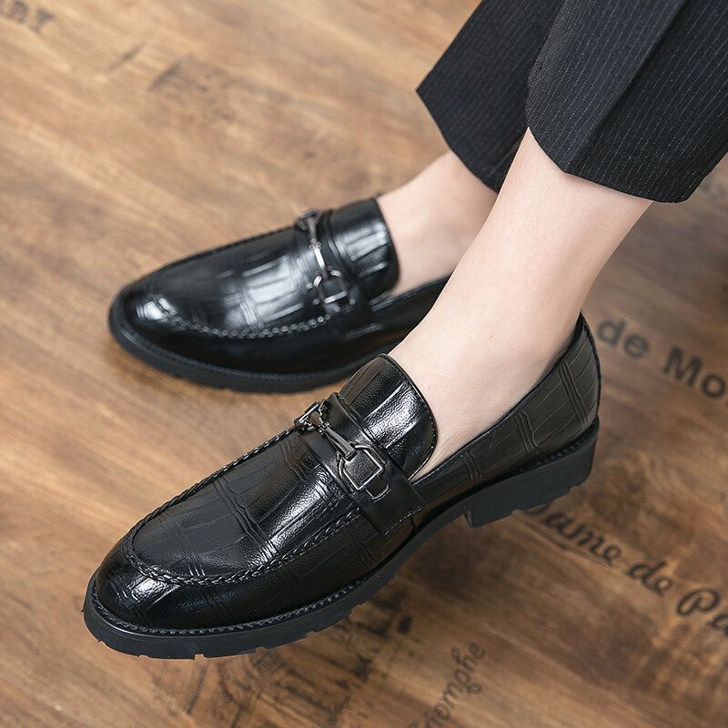 Męska Oddychająca Miękka Podeszwa Z Mikrofibry Retro Slip On England Style Casual Business Buty