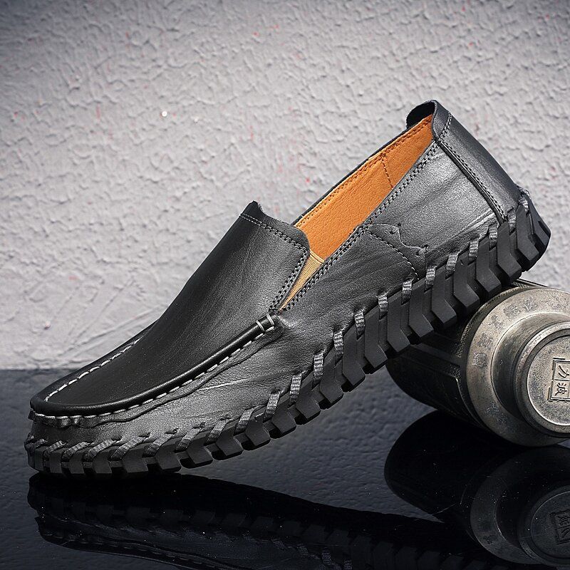 Męska Skóra Bydlęca Hollow Out Oddychająca Ręcznie Szyta Miękka Podeszwa Slip On Casual Buty