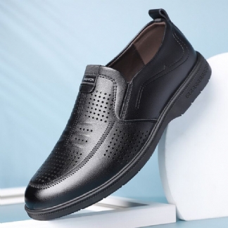 Męska Skóra Bydlęca Hollow Out Oddychające Wygodne Dno Slip On Casual Business Buty