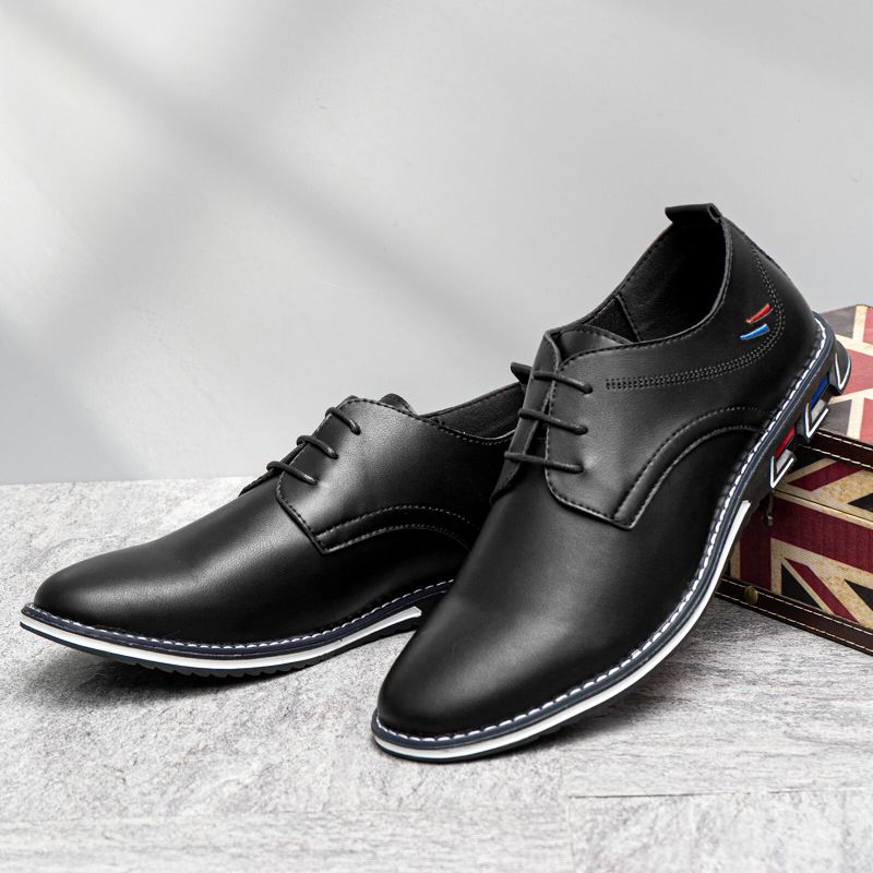 Męskie Haftowane Sznurowane Buty Derby Casual Business