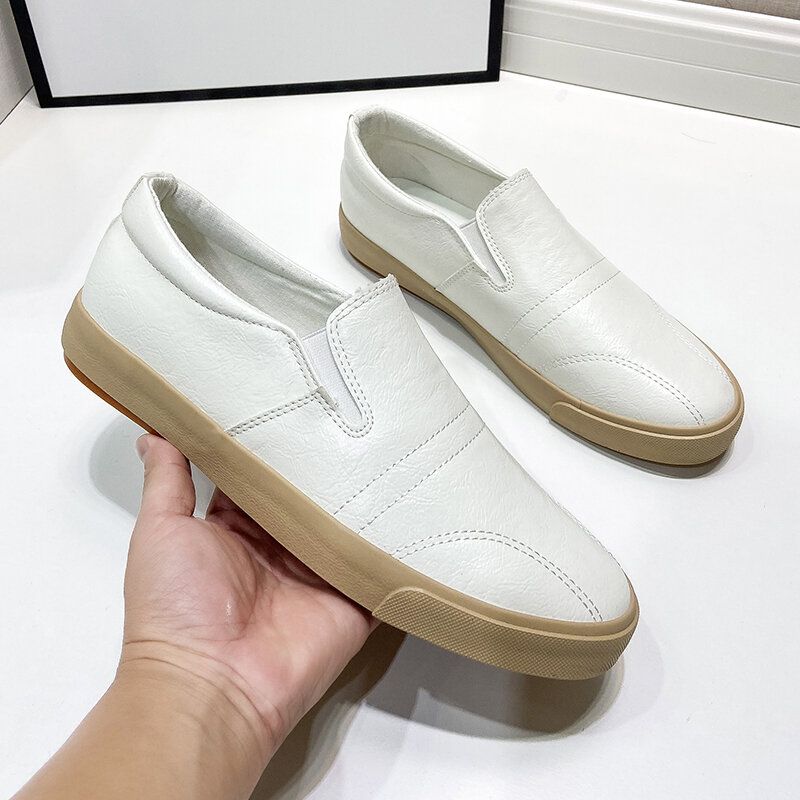 Męskie Oddychające Wygodne Dno Z Mikrofibry Solidne Slip On Casual Court Buty