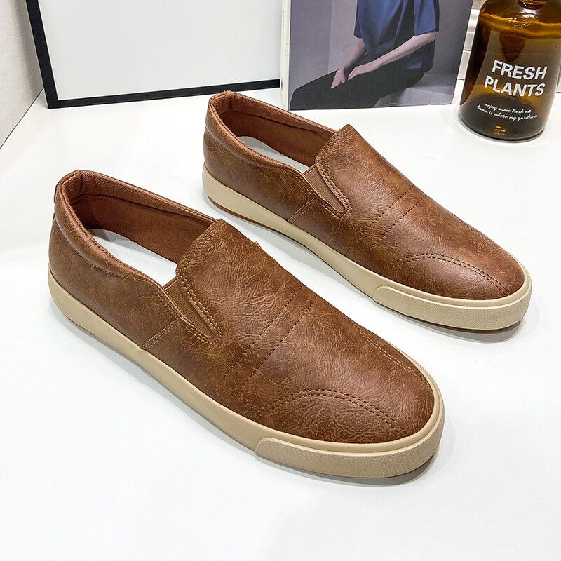 Męskie Oddychające Wygodne Dno Z Mikrofibry Solidne Slip On Casual Court Buty