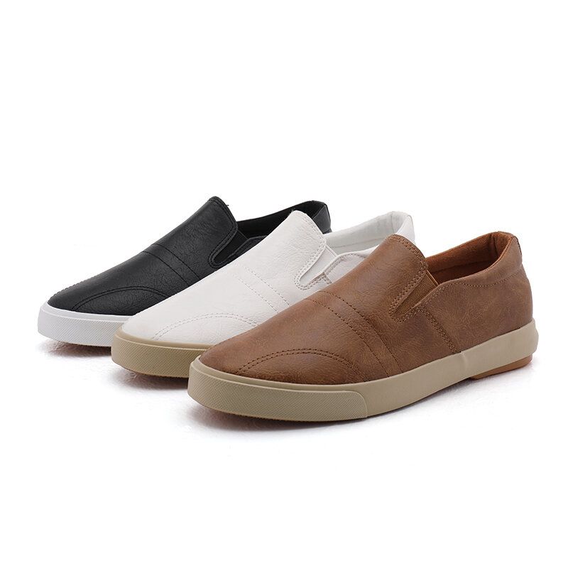 Męskie Oddychające Wygodne Dno Z Mikrofibry Solidne Slip On Casual Court Buty