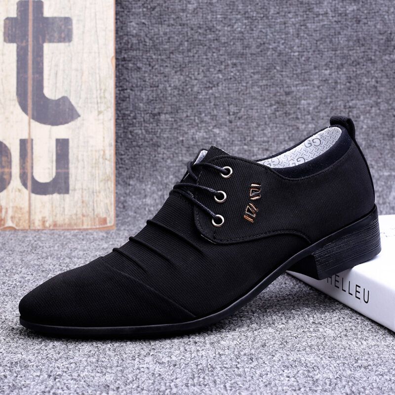 Męskie Płótno Oddychające Antypoślizgowe Pointy Toe Krótkie Business Casual Buty