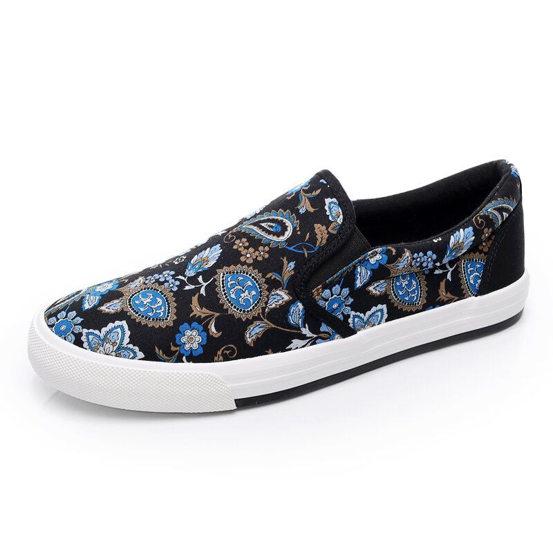 Męskie Płótno Oddychające Slip On Soft Pattern Casual Court Buty