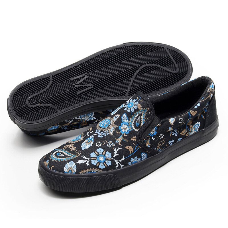 Męskie Płótno Oddychające Slip On Soft Pattern Casual Court Buty