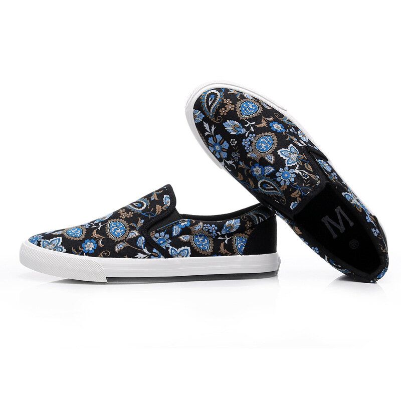 Męskie Płótno Oddychające Slip On Soft Pattern Casual Court Buty