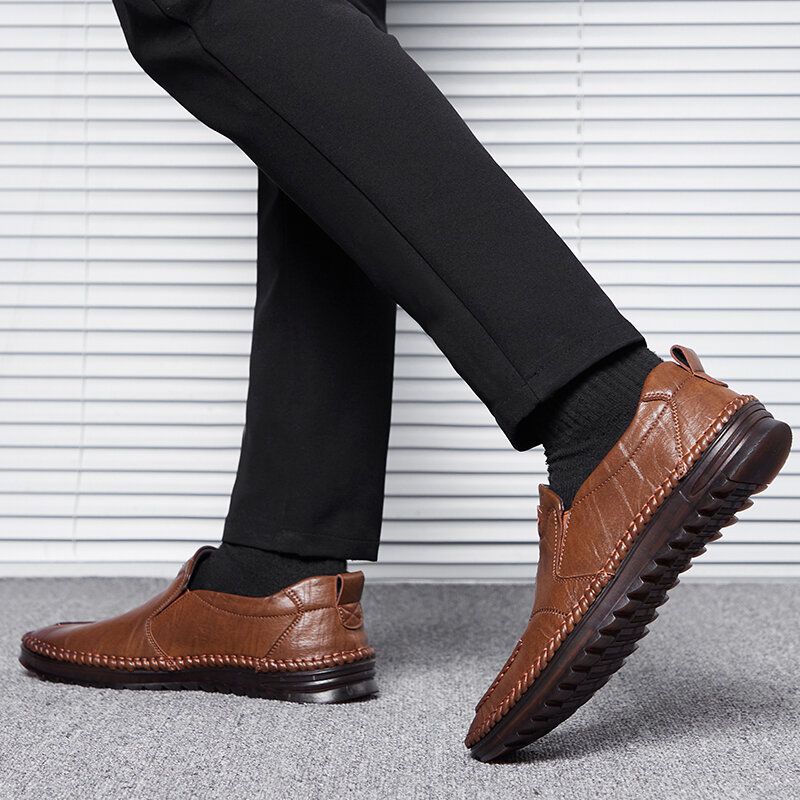 Męskie Skórzane Buty Ze Skóry Bydlęcej Oddychające Antypoślizgowe Vintage Casual Business Buty