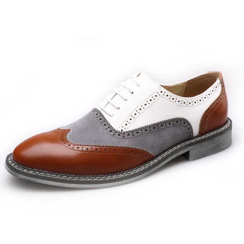 Mężczyźni Brogue Colorblock Oksfordzie Zasznurować Business Casual Formalne Buty