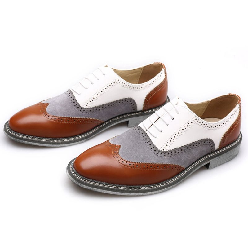 Mężczyźni Brogue Colorblock Oksfordzie Zasznurować Business Casual Formalne Buty