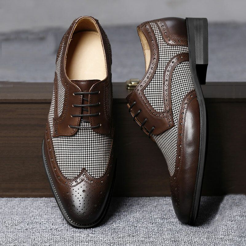 Mężczyźni Brogue Łączenie Biznesowe Formalne Sznurowane Buty Oksfordzie