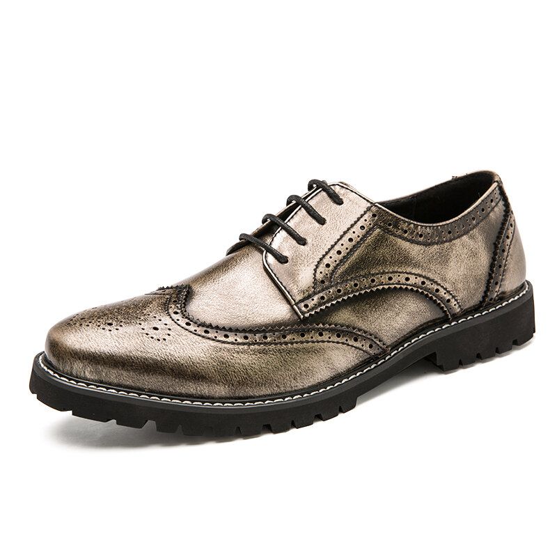 Mężczyźni Brogue Pragnął Retro Gentleman Dress Buty