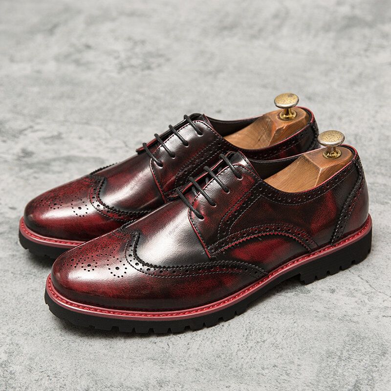 Mężczyźni Brogue Pragnął Retro Gentleman Dress Buty