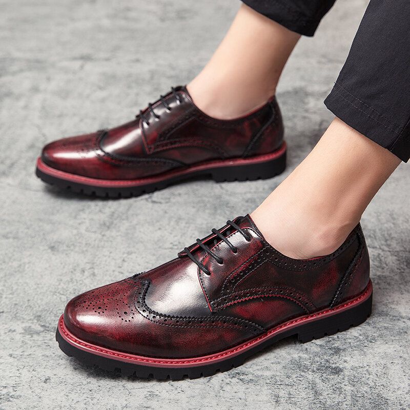 Mężczyźni Brogue Pragnął Retro Gentleman Dress Buty