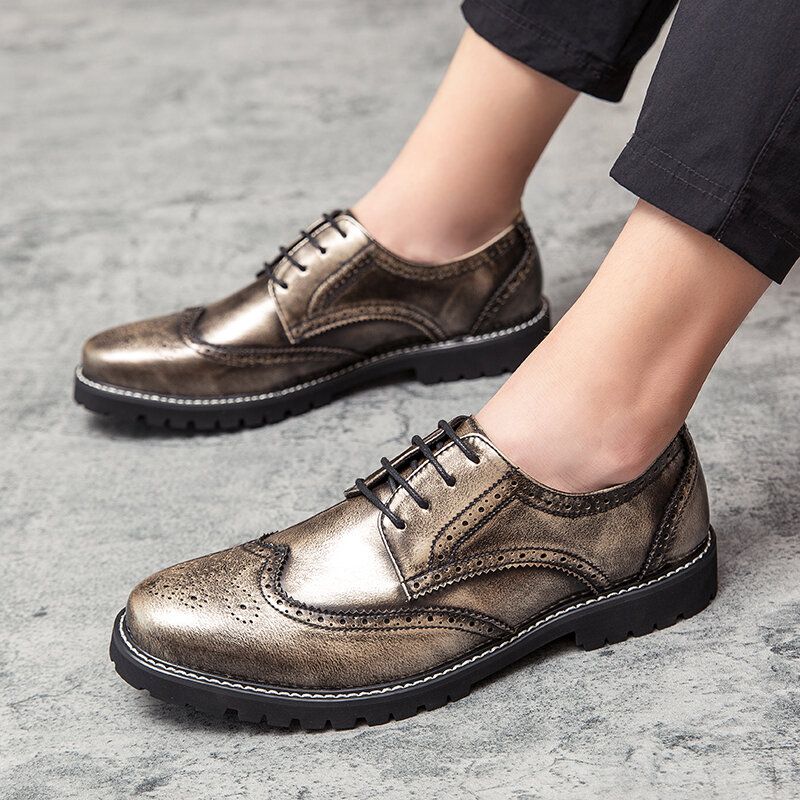 Mężczyźni Brogue Pragnął Retro Gentleman Dress Buty